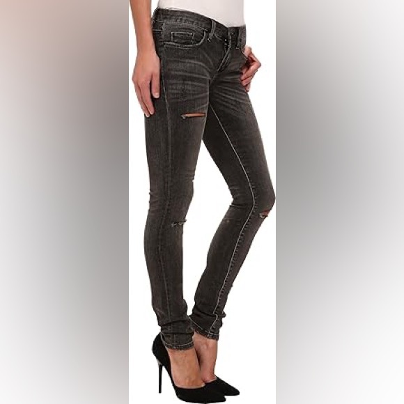 Blank NYC Charcoal Gray Washed Out Distressed Skinny Jeans Size 24 - Picture 1 of 8